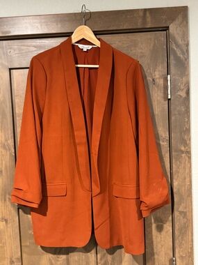 Rust Open-Front Shawl Collar Blazer Jacket - Eden Ruth